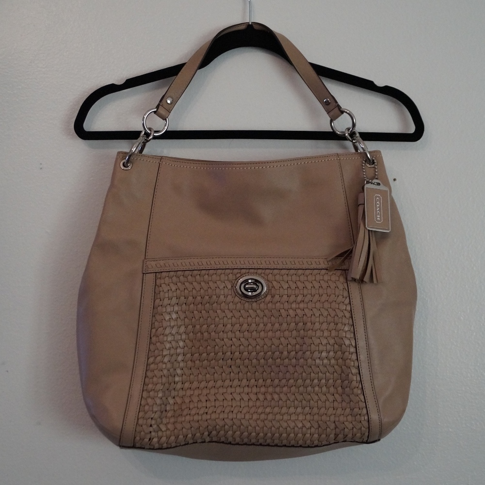 Coach Park Woven Leather Hobo (F23931), Piper Tan